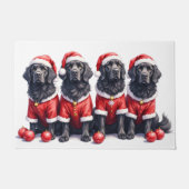 Newfoundland Christmas Dress Santa Hat ドアマット (正面)