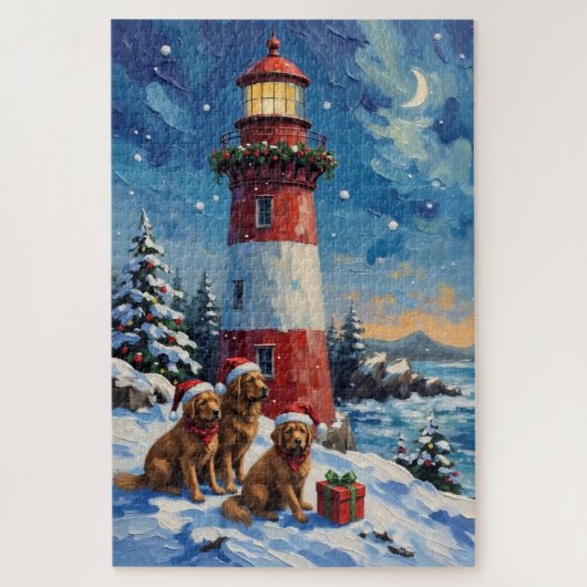 Newfoundland Christmas Lighthouse Holiday ジグソーパズル (縦)