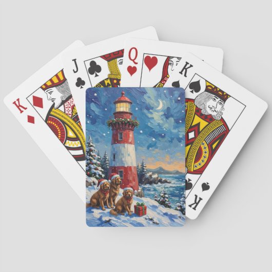 Newfoundland Christmas Lighthouse Holiday トランプ (裏面)