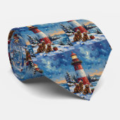 Newfoundland Christmas Lighthouse Holiday ネクタイ (ロール)