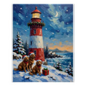 Newfoundland Christmas Lighthouse Holiday ポスター (正面)