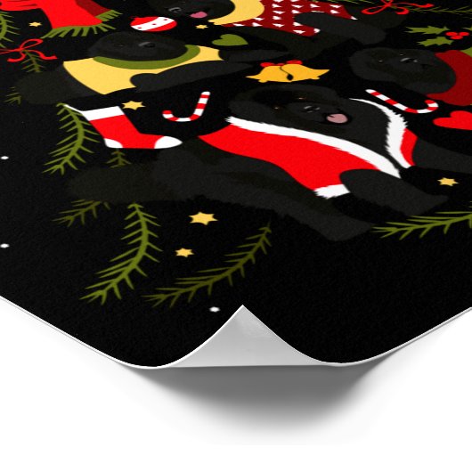 Newfoundland Christmas Tree Xmas Dog Lover  ポスター (角)