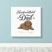 Newfoundland Dad Life Is Ruff Vintage Dog Shirt キャンバスプリント (インサイチュ (ウッドフロア))