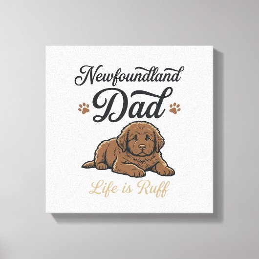 Newfoundland Dad Life Is Ruff Vintage Dog Shirt キャンバスプリント (正面)