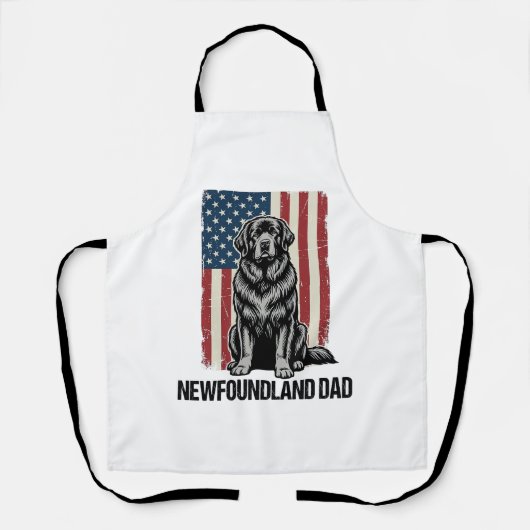 Newfoundland Dad Patriotic Dog Vintage エプロン (正面)