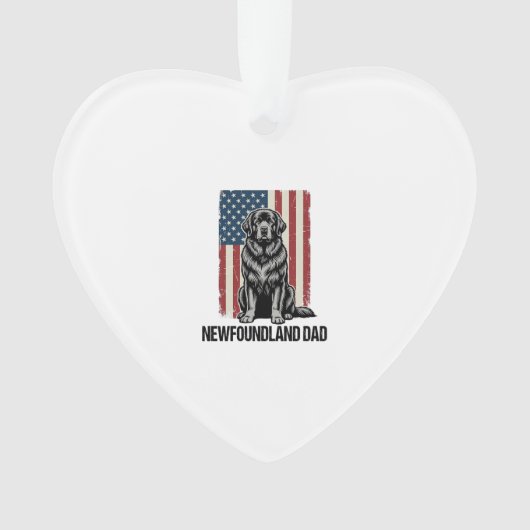 Newfoundland Dad Patriotic Dog Vintage オーナメント (正面)