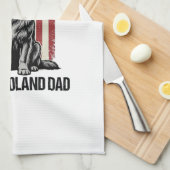 Newfoundland Dad Patriotic Dog Vintage キッチンタオル (四つ折り)