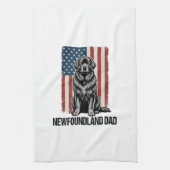Newfoundland Dad Patriotic Dog Vintage キッチンタオル (縦)