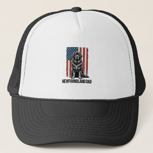 Newfoundland Dad Patriotic Dog Vintage キャップ (正面)