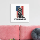 Newfoundland Dad Patriotic Dog Vintage キャンバスプリント (インサイチュ (リビング))