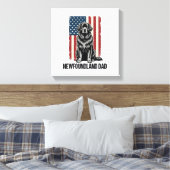 Newfoundland Dad Patriotic Dog Vintage キャンバスプリント (インサイチュ (寝室))