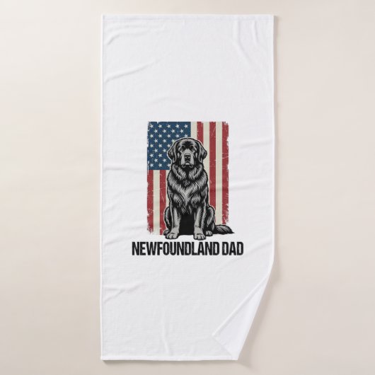 Newfoundland Dad Patriotic Dog Vintage バスタオル (バスタオル)