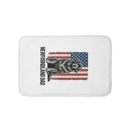 Newfoundland Dad Patriotic Dog Vintage バスマット (正面)