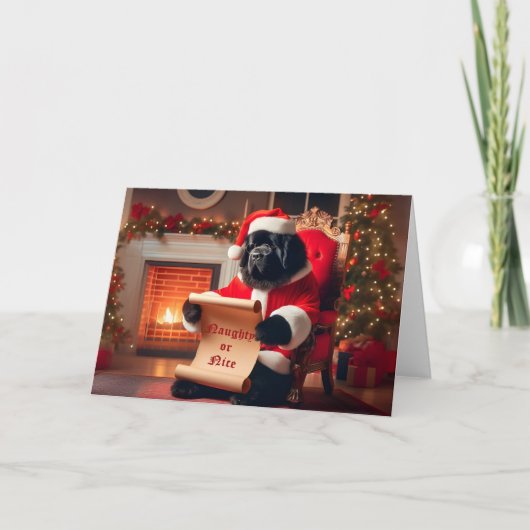 Newfoundland Dog Check List Santa Card シーズンカード (正面)