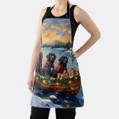 Newfoundland Dog Christmas Boat Holiday エプロン (インサイチュ)