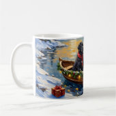 Newfoundland Dog Christmas Boat Holiday コーヒーマグカップ (左)