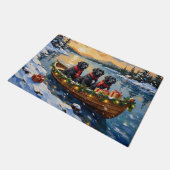 Newfoundland Dog Christmas Boat Holiday ドアマット (アングル)