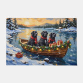 Newfoundland Dog Christmas Boat Holiday ドアマット (正面)