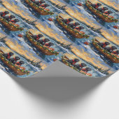 Newfoundland Dog Christmas Boat Holiday ラッピングペーパー (角)