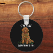 Newfoundland Dog Christmas I'm Fine Everything Is キーホルダー (正面)