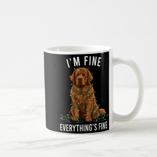 Newfoundland Dog Christmas I'm Fine Everything Is  コーヒーマグカップ (右)
