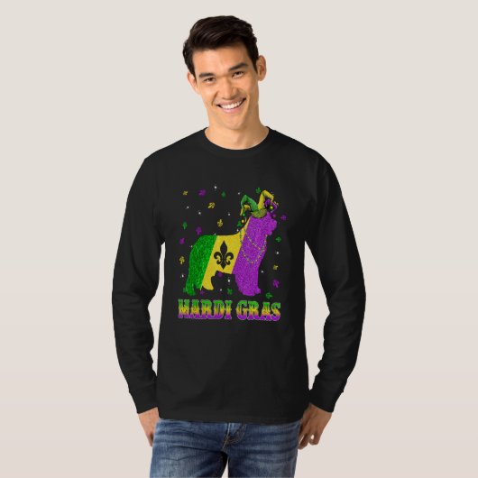 Newfoundland Dog Mardi Gras Carnival Jester Beads Tシャツ (正面フル)