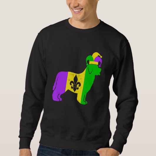 Newfoundland Dog Mardi Gras Carnivals Funny Puppy  スウェットシャツ (正面)