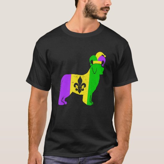 Newfoundland Dog Mardi Gras Carnivals Funny Puppy  Tシャツ (正面)