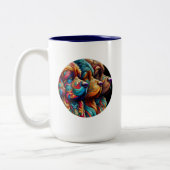 Newfoundland Dog Muggs for Home and Travel 3頭 ツートーンマグカップ (左)