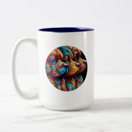 Newfoundland Dog Muggs for Home and Travel 3頭 ツートーンマグカップ