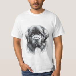 Newfoundland Dog Pencil Soft Sketch by Artist Gent Tシャツ