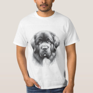 Newfoundland Dog Pencil Soft Sketch by Artist Gent Tシャツ
