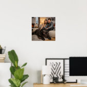 Newfoundland Dog Relaxing ポスター (ホームオフィス)