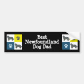 Newfoundland Dog Silhouette Yellow & Blue Grid バンパーステッカー (正面)