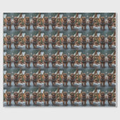 Newfoundland Dogs Christmas Snow Holiday ラッピングペーパー (フラット)