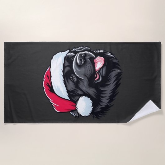 Newfoundland in a Santa Hat Classic T-Shirt ビーチタオル (正面)