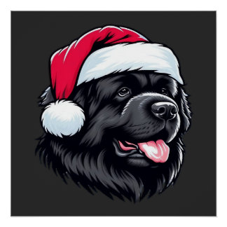 Newfoundland in a Santa Hat Classic T-Shirt ポスター