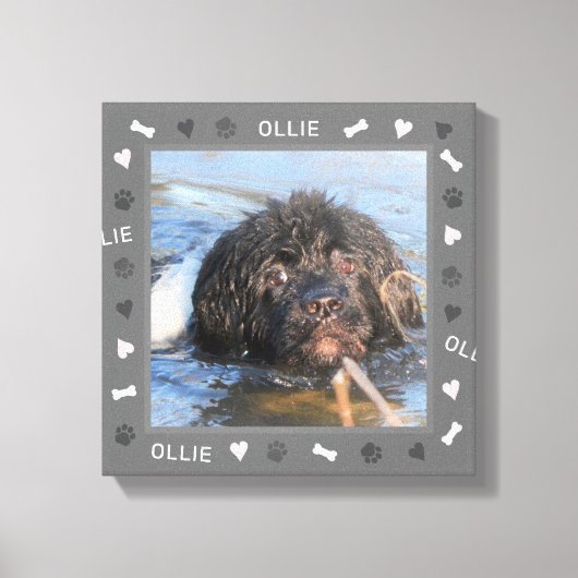 Newfoundland Newfieの写真と名前 キャンバスプリント (正面)