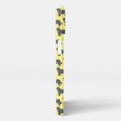 Newfoundland Newfie Dogかわいいシルエットグリッドイエロー iPhoneケース (右側面)