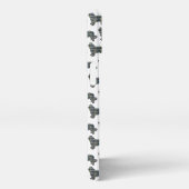 Newfoundland Newfie Dogかわいいシルエットグリッドホワイト iPhoneケース (右側面)