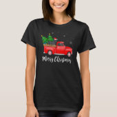 Newfoundland Red Truck Christmas Tree Xmas Dog Tシャツ (正面)