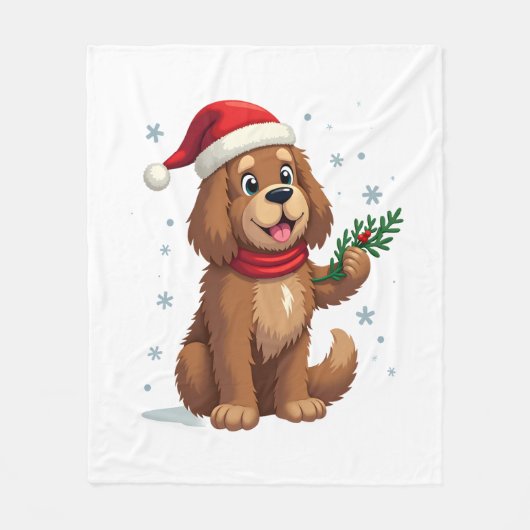 Newfoundland Santa Hat フリースブランケット (正面)
