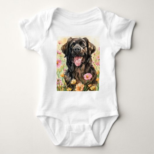 Newfoundland Watercolor Baby Bodysuit ベビーボディスーツ (正面)