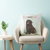 Newfoundland Watercolor Personalized Dog クッション (椅子)