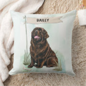 Newfoundland Watercolor Personalized Dog クッション (ブランケット)