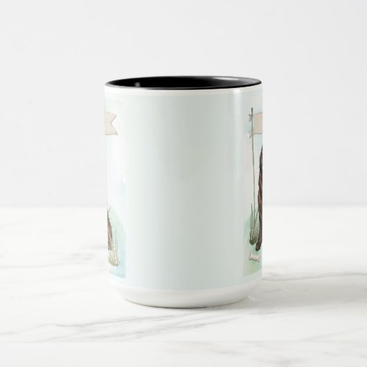 Newfoundland Watercolor Personalized Dog マグカップ (中央)