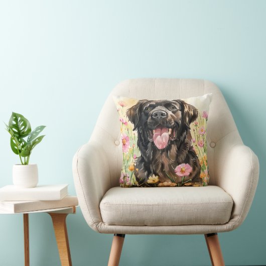 Newfoundland Watercolor Throw Pillow  クッション (椅子)