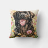 Newfoundland Watercolor Throw Pillow  クッション (裏面)