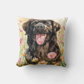 Newfoundland Watercolor Throw Pillow  クッション (正面)