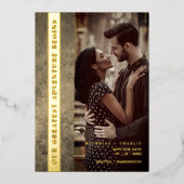 Newly Engaged Wedding Modern Grunge Romantic Photo 箔招待状 (正面)